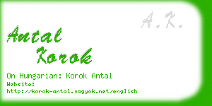 antal korok business card